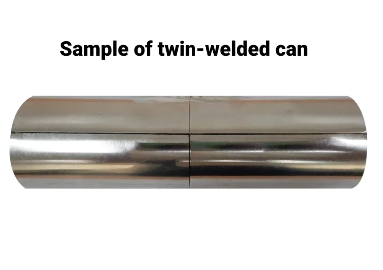 Twin-welded can body sample Sample of a twin-welded can body